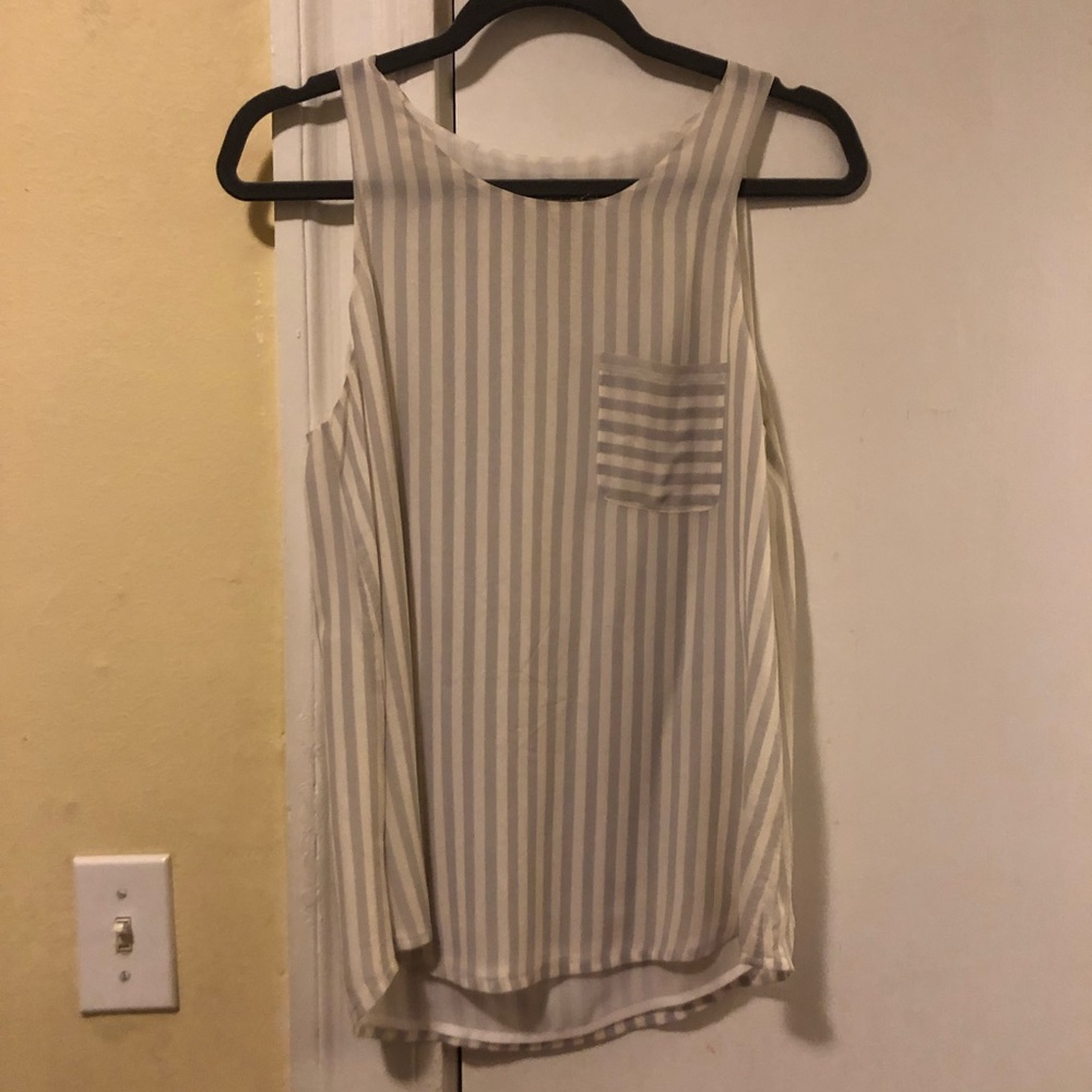 Joie Tank Top, Gray & White Stripe